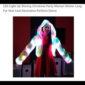 Faux white fur light up coat